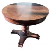 Antique Round Pedestal Side Table with Carved Details