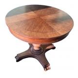Antique Round Pedestal Side Table with Carved Details