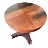 Antique Round Pedestal Side Table with Carved Details