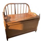 Wooden Storage Bench with Backrest and Lift-Top Lid