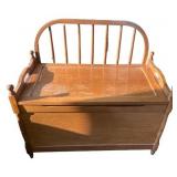 Wooden Storage Bench with Backrest and Lift-Top Lid