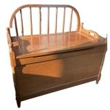 Wooden Storage Bench with Backrest and Lift-Top Lid