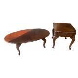 Coffee Table and Matching Queen Anne Side Table Set