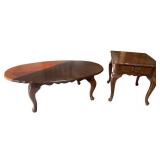 Coffee Table and Matching Queen Anne Side Table Set