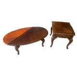 Coffee Table and Matching Queen Anne Side Table Set