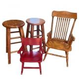 Assorted Set of 8 Chairs and Stools Including Rocker and Barstool