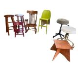 Assorted Set of 8 Chairs and Stools Including Rocker and Barstool