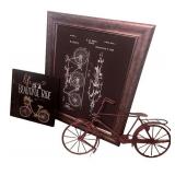 Bicycle Decor Set with Metal Model, Wall Art, and Framed Patent Print