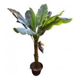 Artificial Banana Tree with Potted Base and Faux Fruit