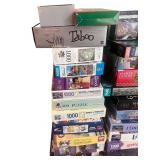 Large Collection of Board Games and Jigsaw Puzzles Assorted Piece Counts