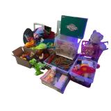 Large Toy and Game Collection with Lincoln Logs, Magnetic Set, Plush Bear, and More