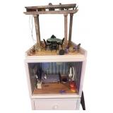 Handcrafted Dollhouse Room Box with Outdoor Pergola and Miniature Furniture