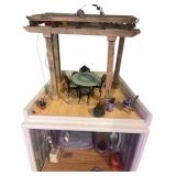 Handcrafted Dollhouse Room Box with Outdoor Pergola and Miniature Furniture