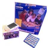 Game and Learning Set: Carrom Gameboard, Lite-Brite, and Flip & Learn Alphabet Board