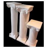 Set of 3 Decorative White Pedestal Columns