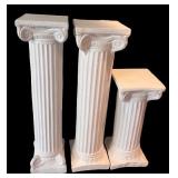 Set of 3 Decorative White Pedestal Columns