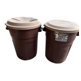 Pair of Rubbermaid Roughneck 32-Gallon Trash Cans with Lids