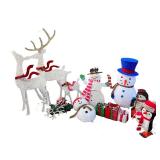 Outdoor Holiday Decor Collection with Lighted Reindeer, Snowmen, Gifts, and Penguins