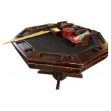 Wooden Octagon Poker Table with Accessories