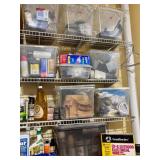 Lot of Painting Supplies, Stains, Tools and Hardware Storage Bins