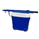 Rolling Igloo Cooler, Blue Igloo Cooler, and Foldable Beach Umbrella Set