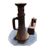 Vintage Toy Collection with Hand Tools, Cast Iron Jack, and Piano Keys Lot