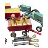 Vintage Toy Collection with Hand Tools, Cast Iron Jack, and Piano Keys Lot