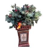 Pair of Artificial Topiary Trees and Holiday Planter Decor