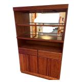 Wood Display Cabinet with Glass Shelves and Mirrored Back