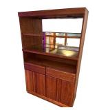 Wood Display Cabinet with Glass Shelves and Mirrored Back