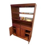 Wood Display Cabinet with Glass Shelves and Mirrored Back