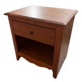 Wood Nightstand with Drawer and Open Shelf