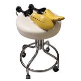 Closet Organizer Lot with Shelving, Hangers, Rolling Stool, and Storage Baskets