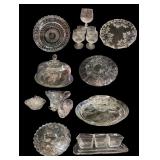 Collection of Vintage and Cut Glass Serving Pieces and Drinkware