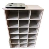 Closet Organizer Lot with Shelving, Hangers, Rolling Stool, and Storage Baskets