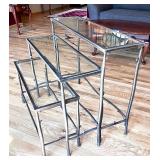 Set of 3 Glass and Metal Nesting Tables
