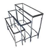 Set of 3 Glass and Metal Nesting Tables