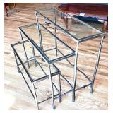 Set of 3 Glass and Metal Nesting Tables