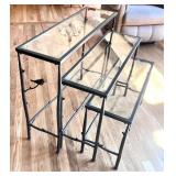 Set of 3 Glass and Metal Nesting Tables