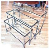 Set of 3 Glass and Metal Nesting Tables
