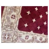 Burgundy Area Rug with Beige Floral Border