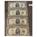 1963 Red Seal $5 Dollar Notes