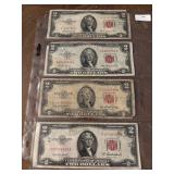 1953 Red Seal $2 Dollar Notes