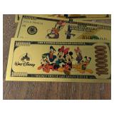 24K Gold Walt Disney $100 Dollar Notes