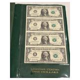 Uncut Sheets of U.S. Currency and Book