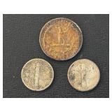 Silver Mercury Dimes and Washington Quarter