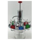 Vintage Glass Drink Dispenser Set with 6 Colored Shot Glasses