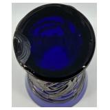 Barovier & Toso Cobalt Blue Hour Glass Shape Vase