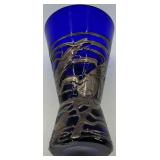Barovier & Toso Cobalt Blue Hour Glass Shape Vase