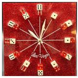 Las Vegas Inspired LED Table Sign and Dice Theme Wall Clock Set